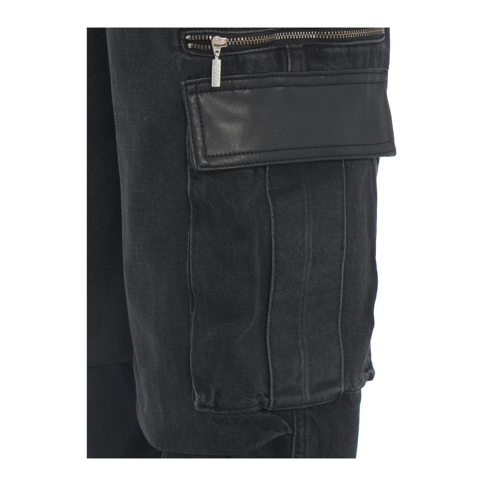 Liu Jo Cargo Wide Leg Jeans met Logo Details Black Dames