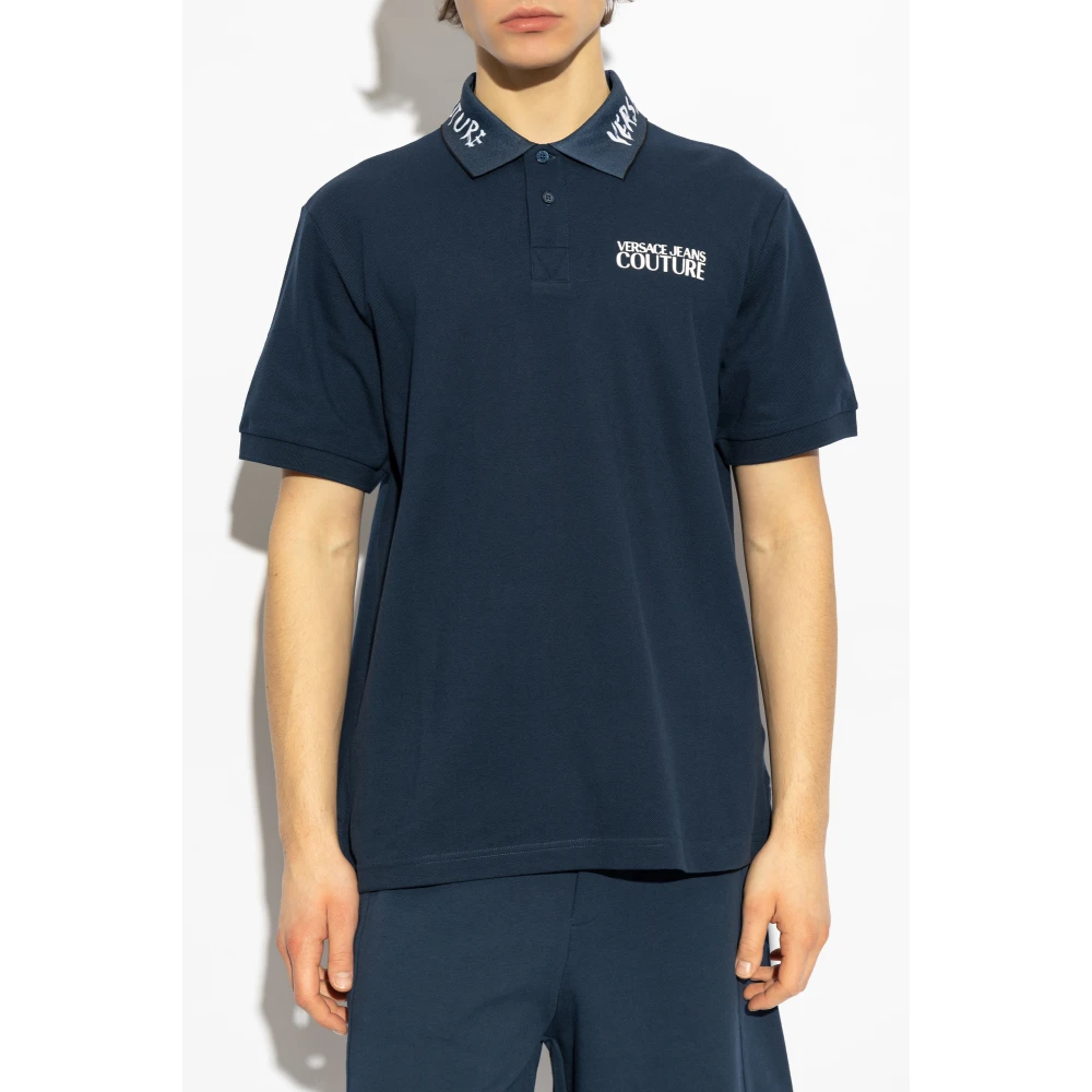 Versace Jeans Couture Polo met bedrukt logo Blue Heren
