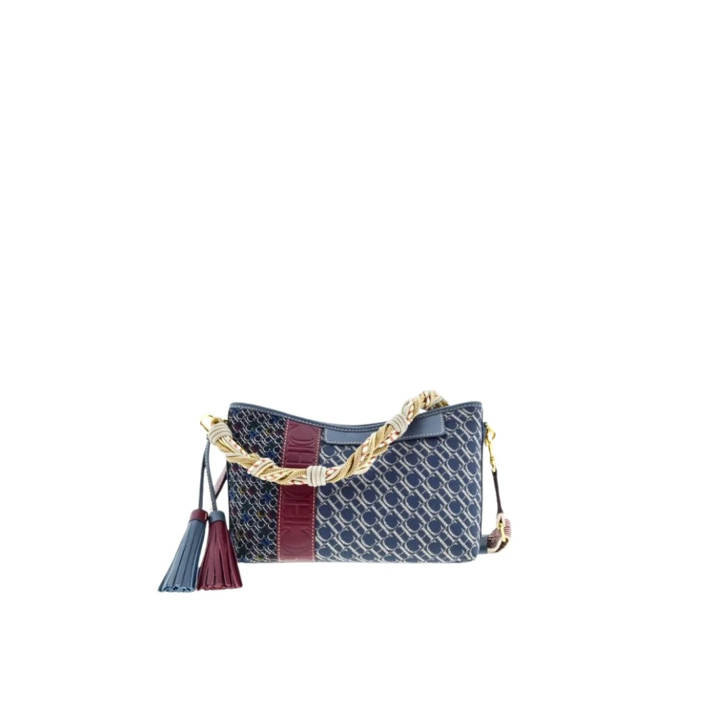 Carolina Herrera Patchwork Crossbody Tas met Leren Strepen Blue Dames