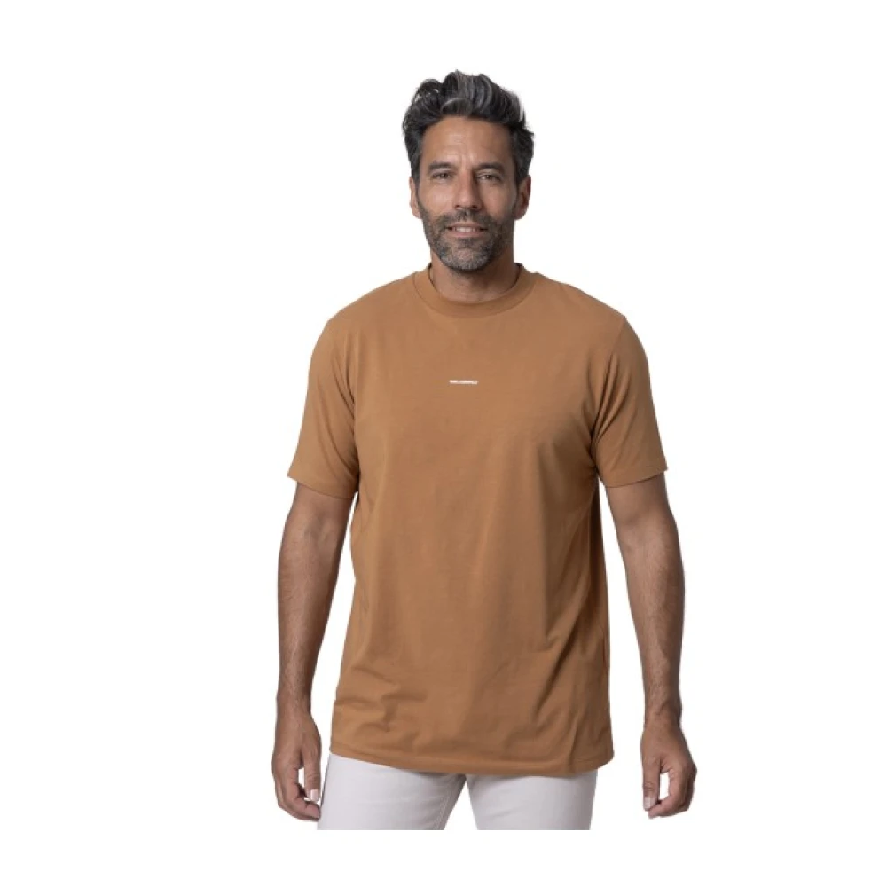 Karl Lagerfeld T-shirt camel met logo Brown Heren