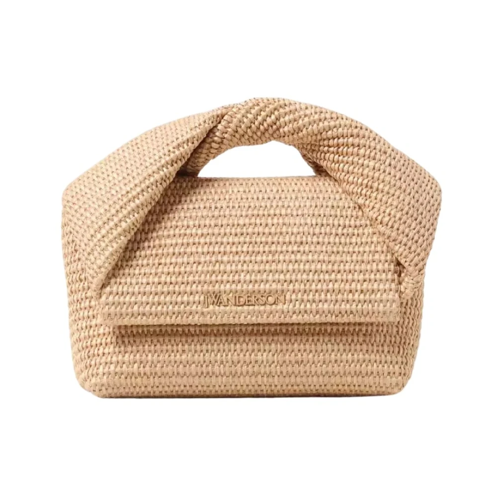 JW Anderson Beige Twister Medium Raffia Handtas Beige Dames