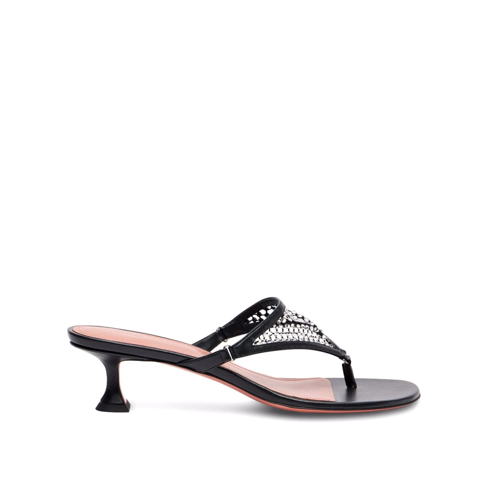 Amina Muaddi Vrouw Zwart Schoenen Dames, 39 1/2 Eu, E Leren Muiltjes