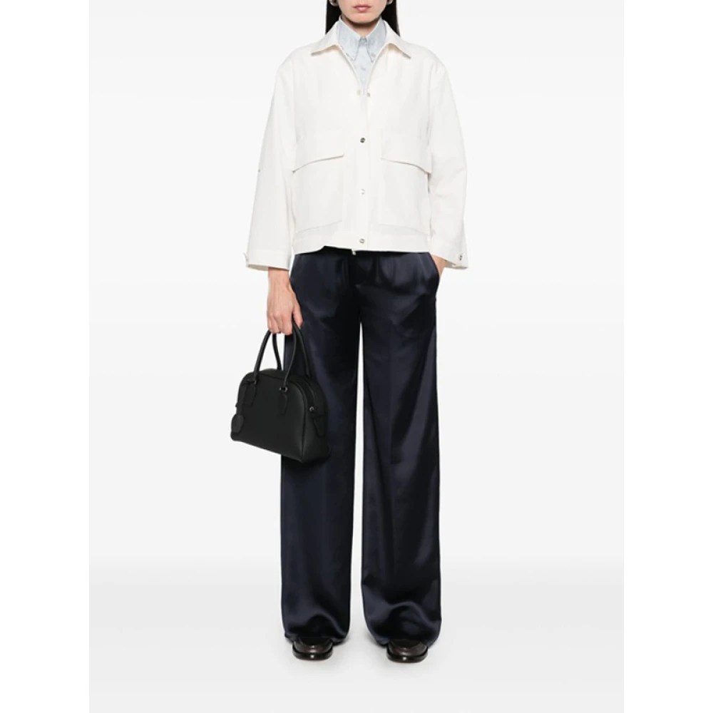 Herno Witte Twill Overhemdjas met Drukknoopsluiting White Dames