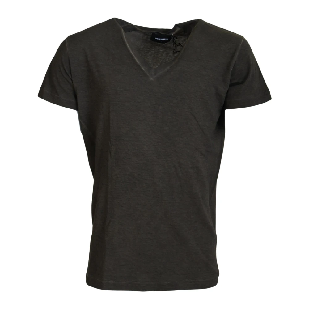 Dsquared2 Grå V-ringad Bomull Linne T-shirt Gray, Herr