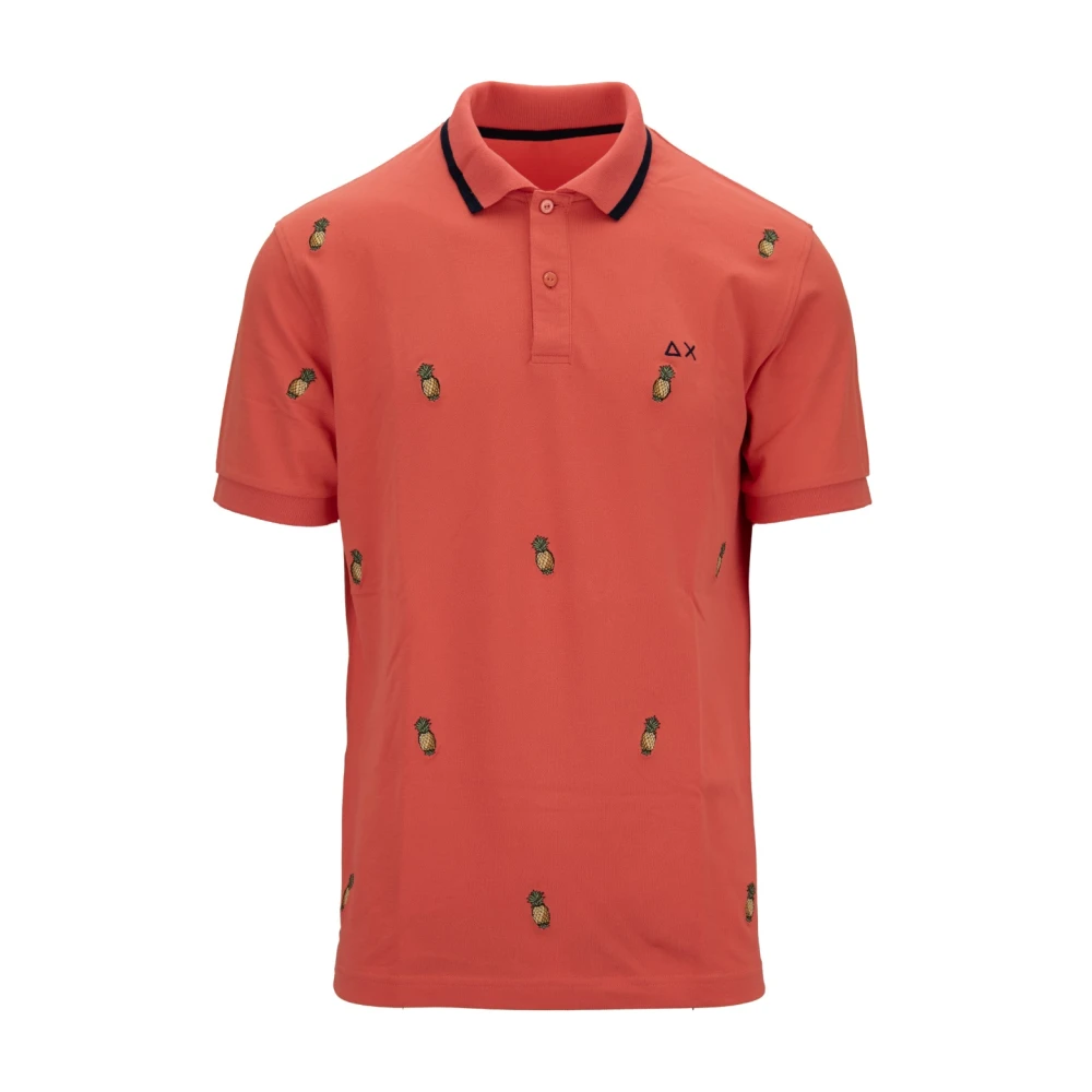 Sun68 Heren Ananas Polo Shirt Red Heren
