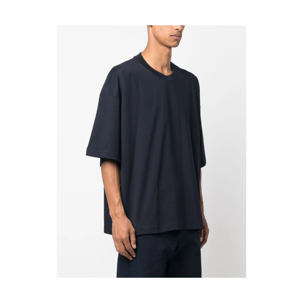 Studio Nicholson Navy Blue Oversize Ronde Hals T-shirt Blue Heren