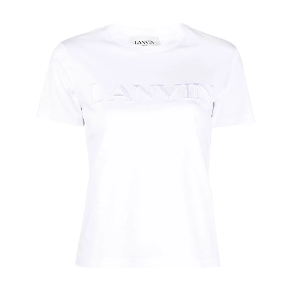 Lanvin Broderad T-shirt med klassisk passform White, Dam