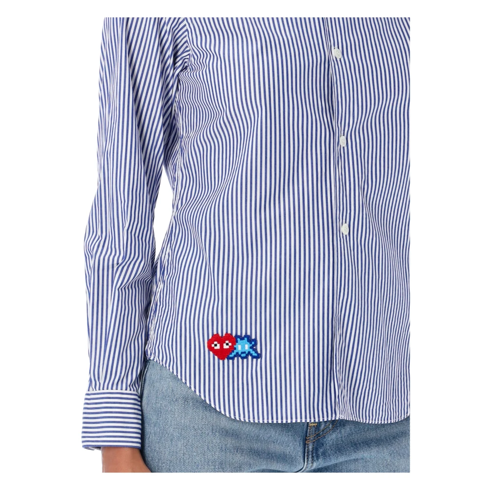 Comme des Garçons Pixel Blauw Wit Gestreept Overhemd Ss23 Blue Dames