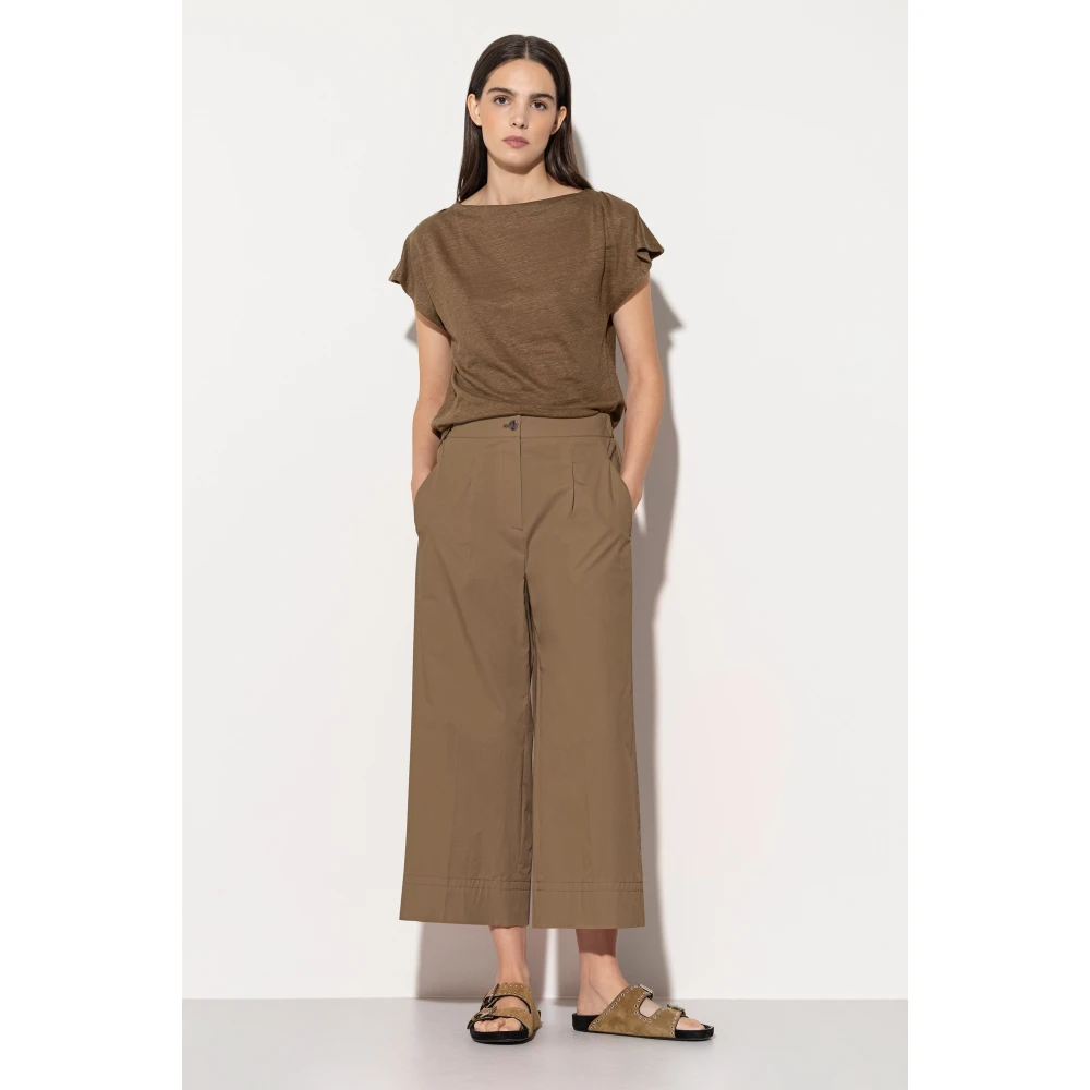 LUISA CERANO Gabardine Wideleg Broek Brown Dames