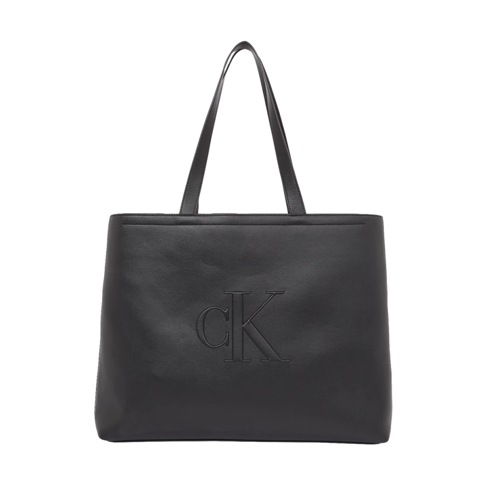 Calvin Klein Jeans Slanke Tote Deboss Collectie Herfst Winter Black Dames