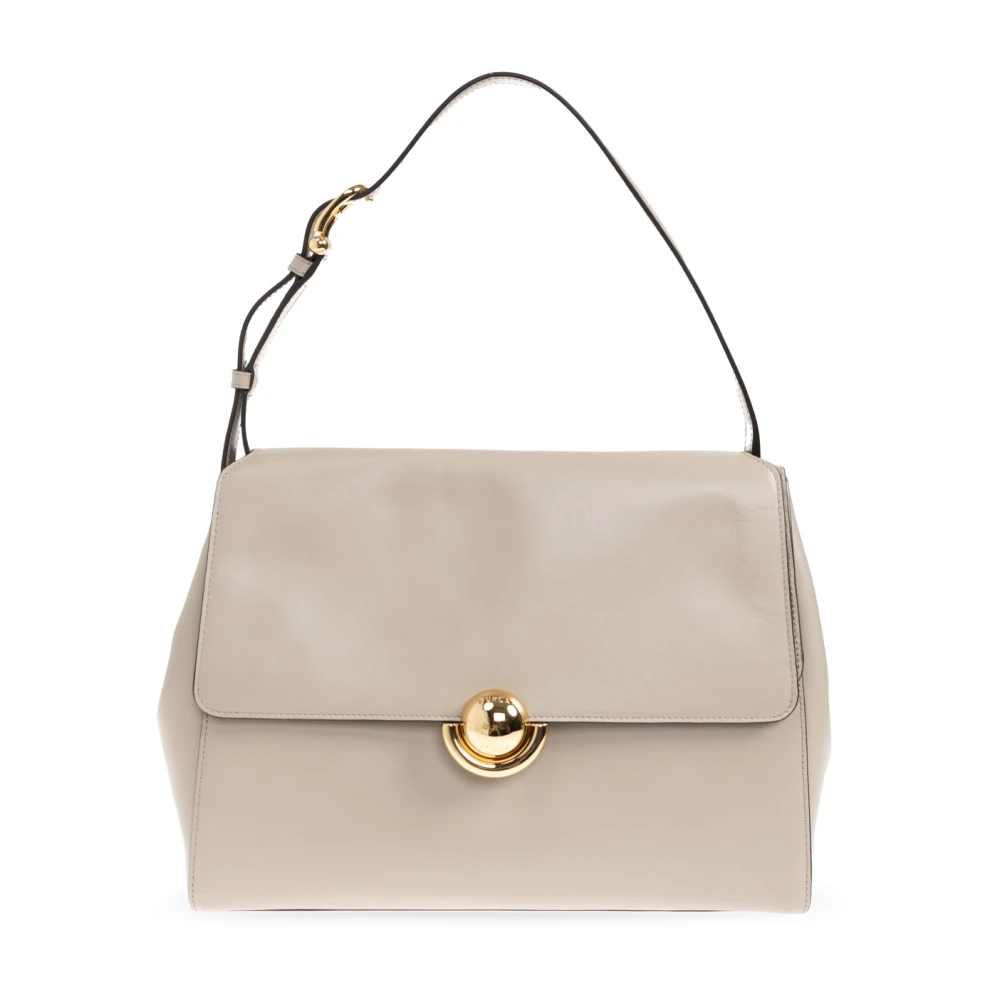 Furla Vrouw Grijs Tassen Dames, One Size, Leer, Domus Medium Schoudertas