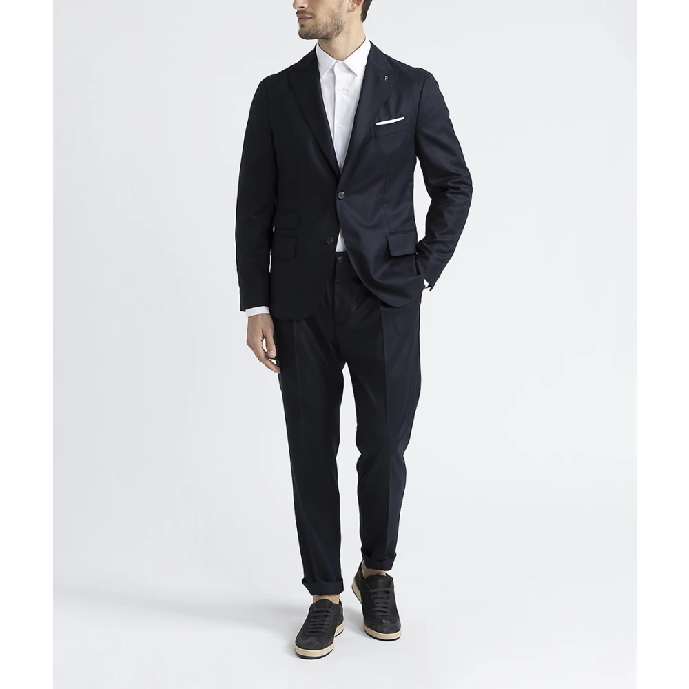 PESERICO Blazer van zuivere nieuwe wol met enkele rij knopen Blue Heren