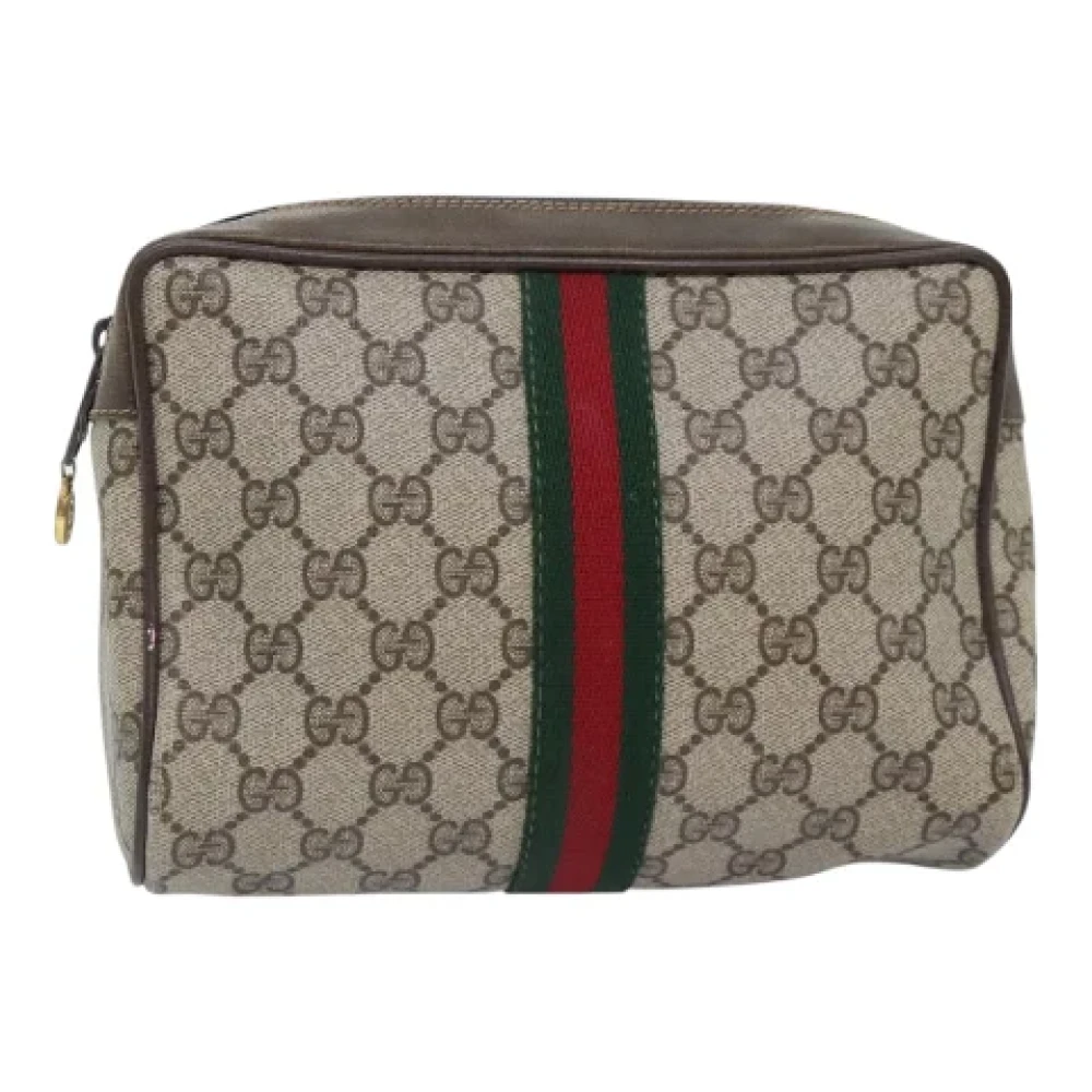 Gucci Vintage Pre-owned Leather clutches Beige Dames