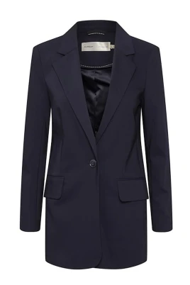 Marinblå Lång Blazer