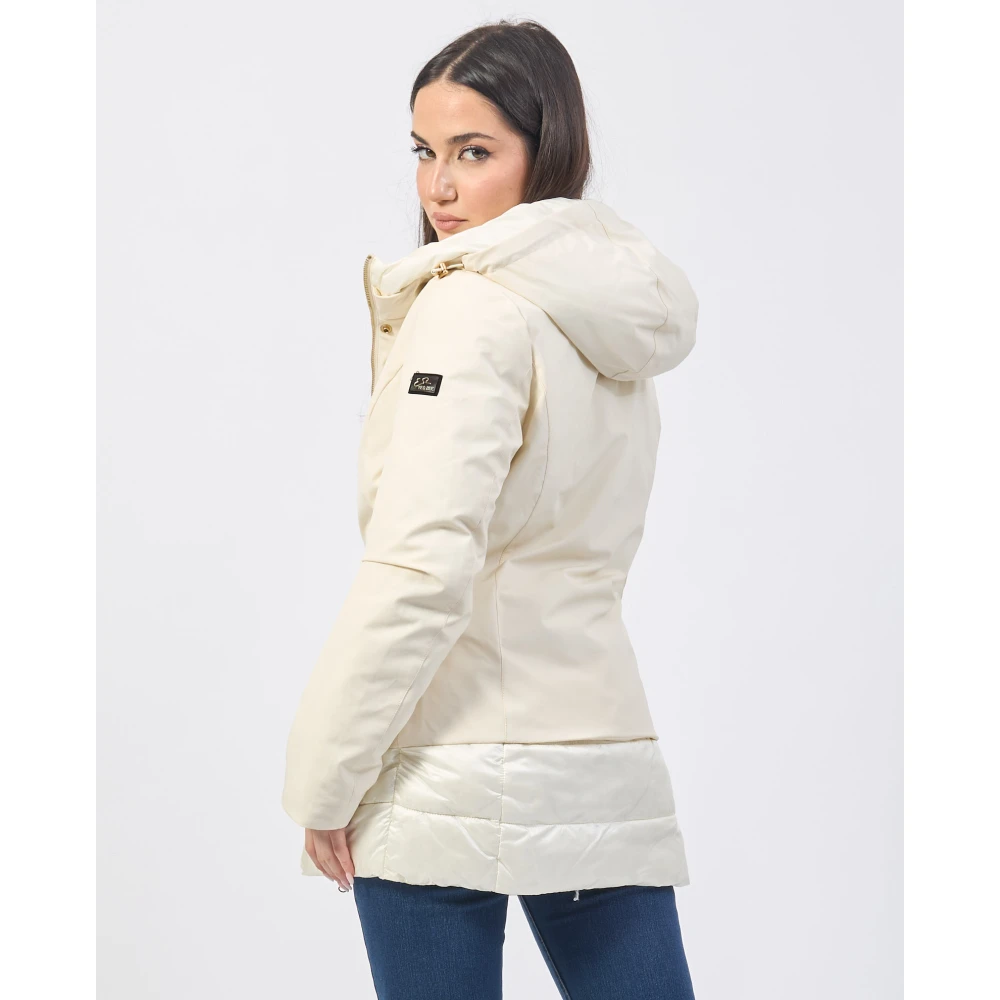 YES ZEE Ivoor Gewatteerde Hoodiejas Beige Dames