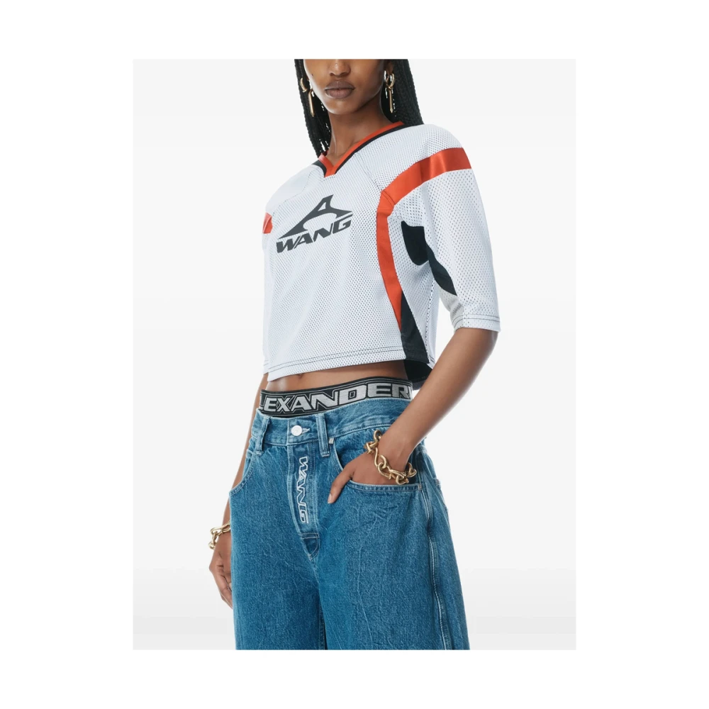 alexander wang Indigo Blauwe Klassieke Jeans met Appliqué Logo Blue Dames