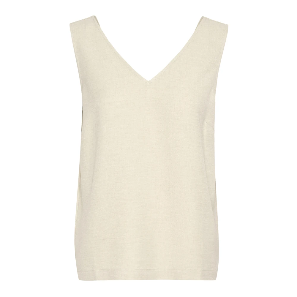 Kaffe Mouwloze Turtledove Blouse Beige Dames