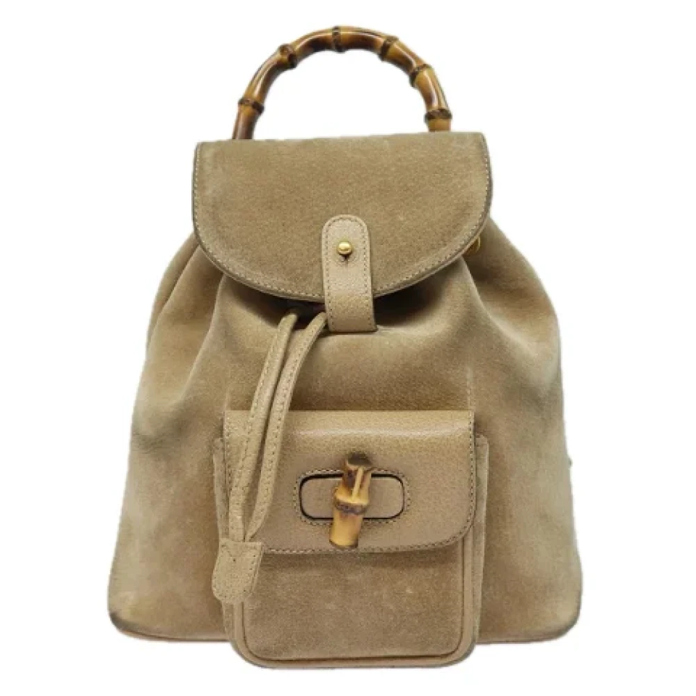 Gucci Vintage Pre-owned Suede backpacks Beige Dames