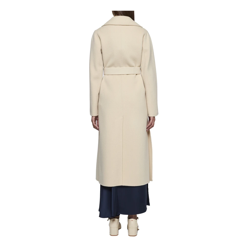 Max Mara Weekend Manu Sand Wollen Jas met Riem Beige Dames