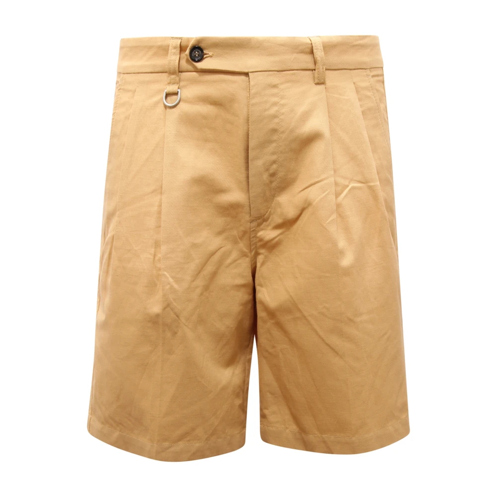 Paolo Pecora Men's Beige Casual Shorts, M, Linen Mix Bermuda Shorts