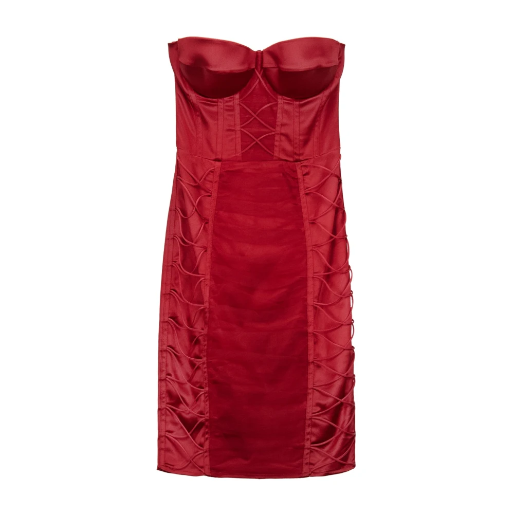 Elisabetta Franchi Korte Mouw Kant Jurk Red Dames