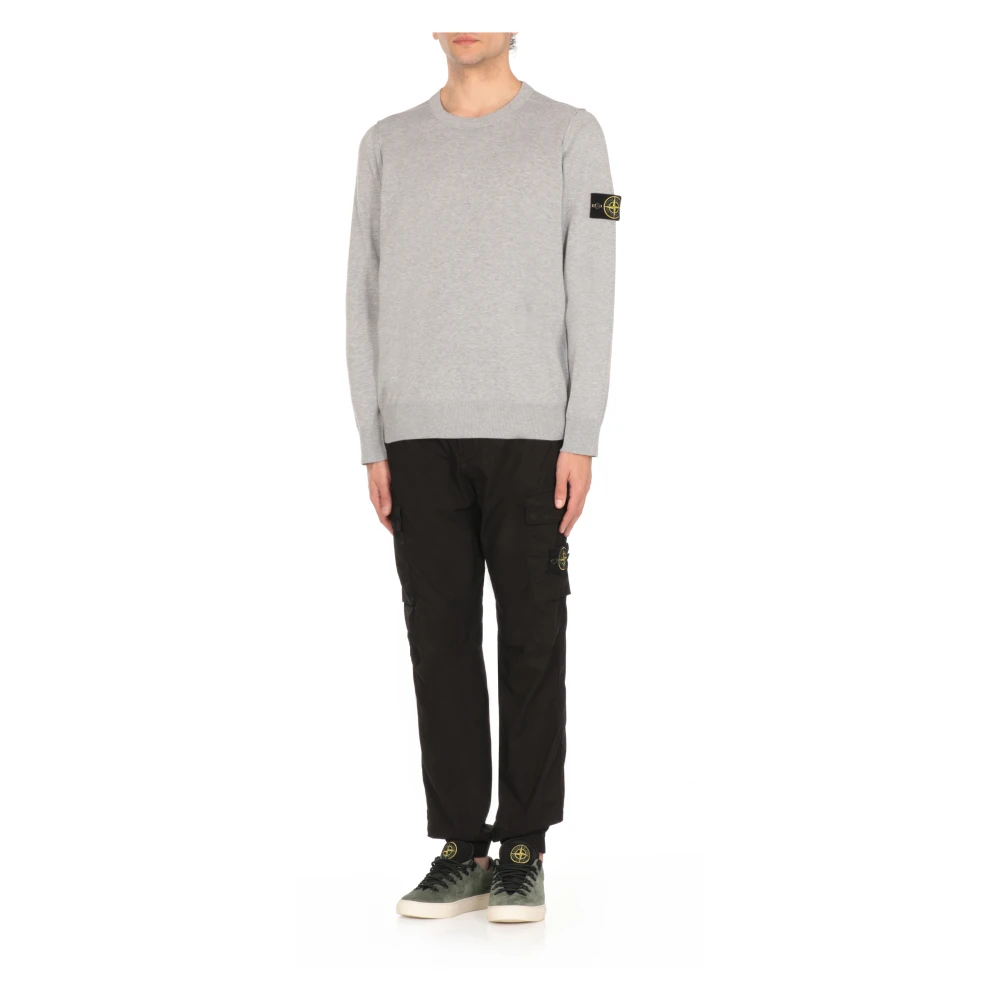 Stone Island Grijze Katoenen Trui met Logopatch Gray Heren