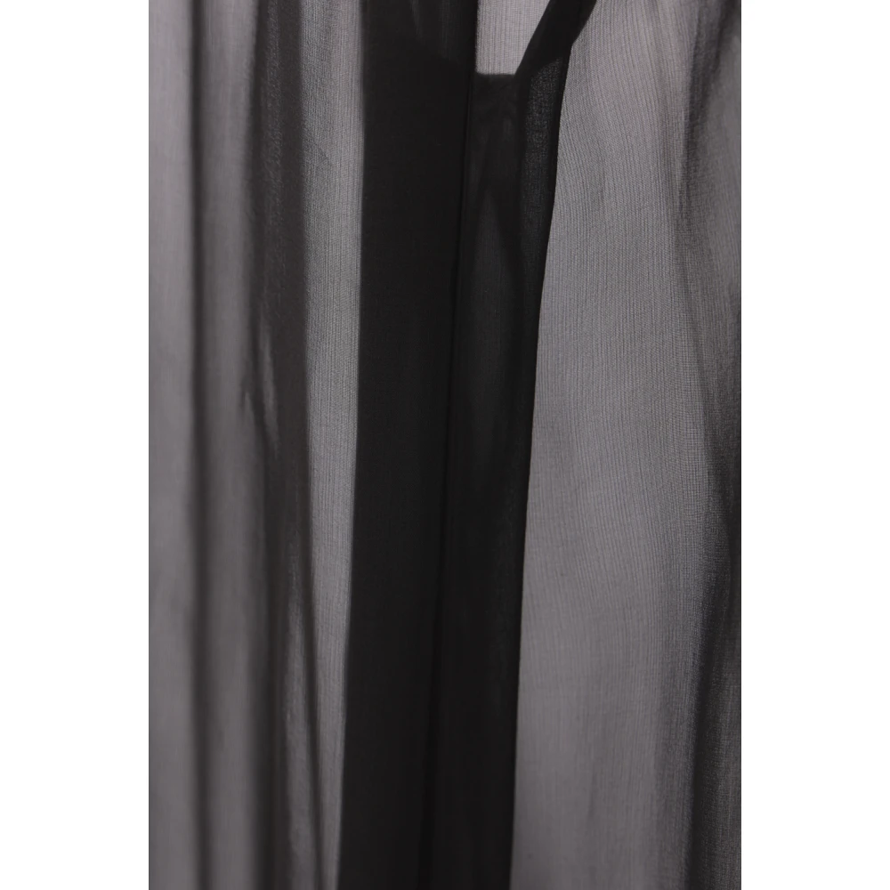 Saint Laurent Zwarte Zijden Chiffon Blouse Black Dames