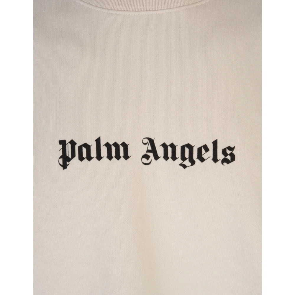 Palm Angels Witte Crew-neck Sweatshirt met Logo Print White Heren