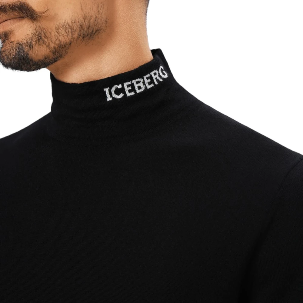 Iceberg Zwarte Coltrui Katoenen Trui Black Heren