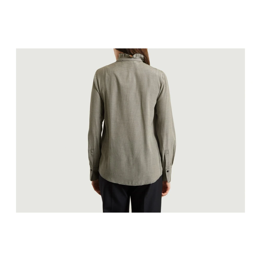 See by Chloé Micro-Check Ruffle Blouse Black Dames