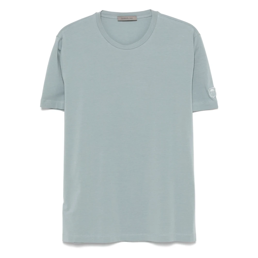 Corneliani Stretch Katoen Logo T-Shirt Blue Heren