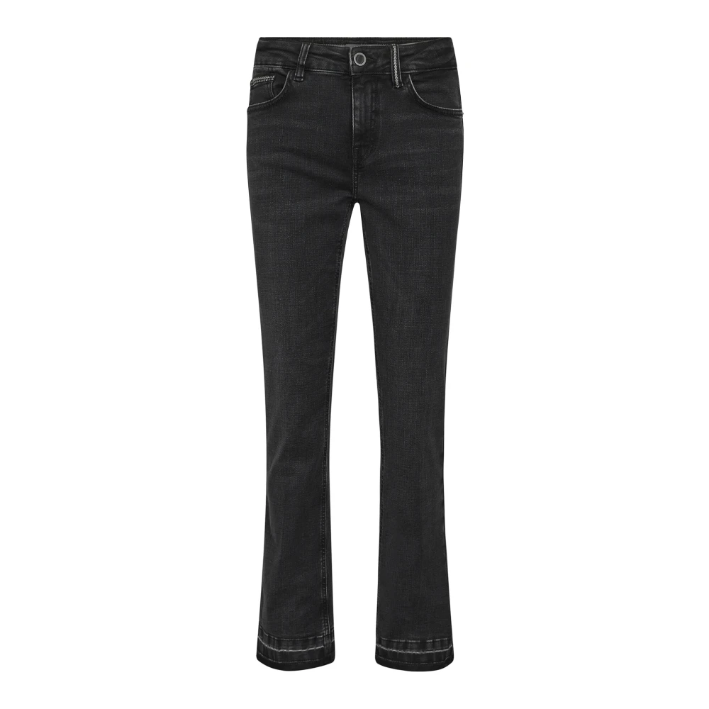 MOS MOSH Rock'n'Roll Flare Jeans met Geborduurde Details Black Dames