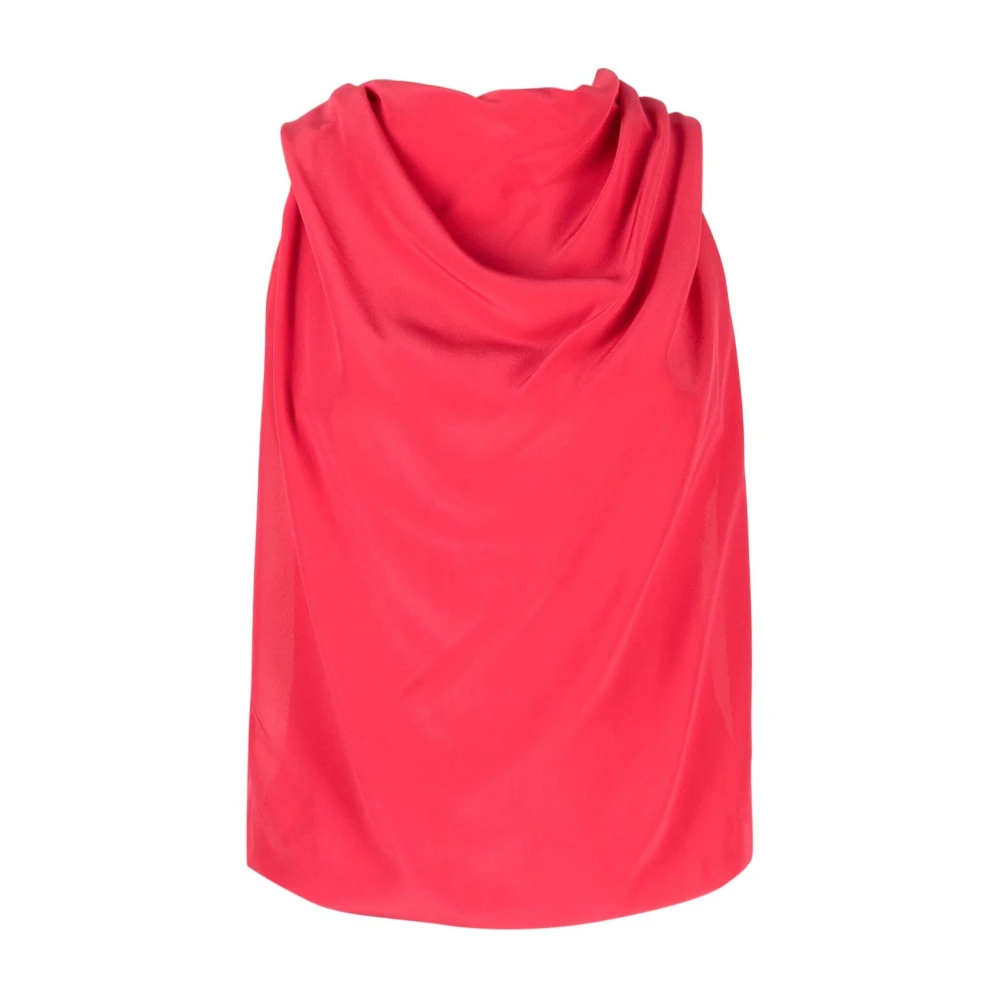 Lanvin Lyxig Rosa Sidenärmad Top Red, Dam