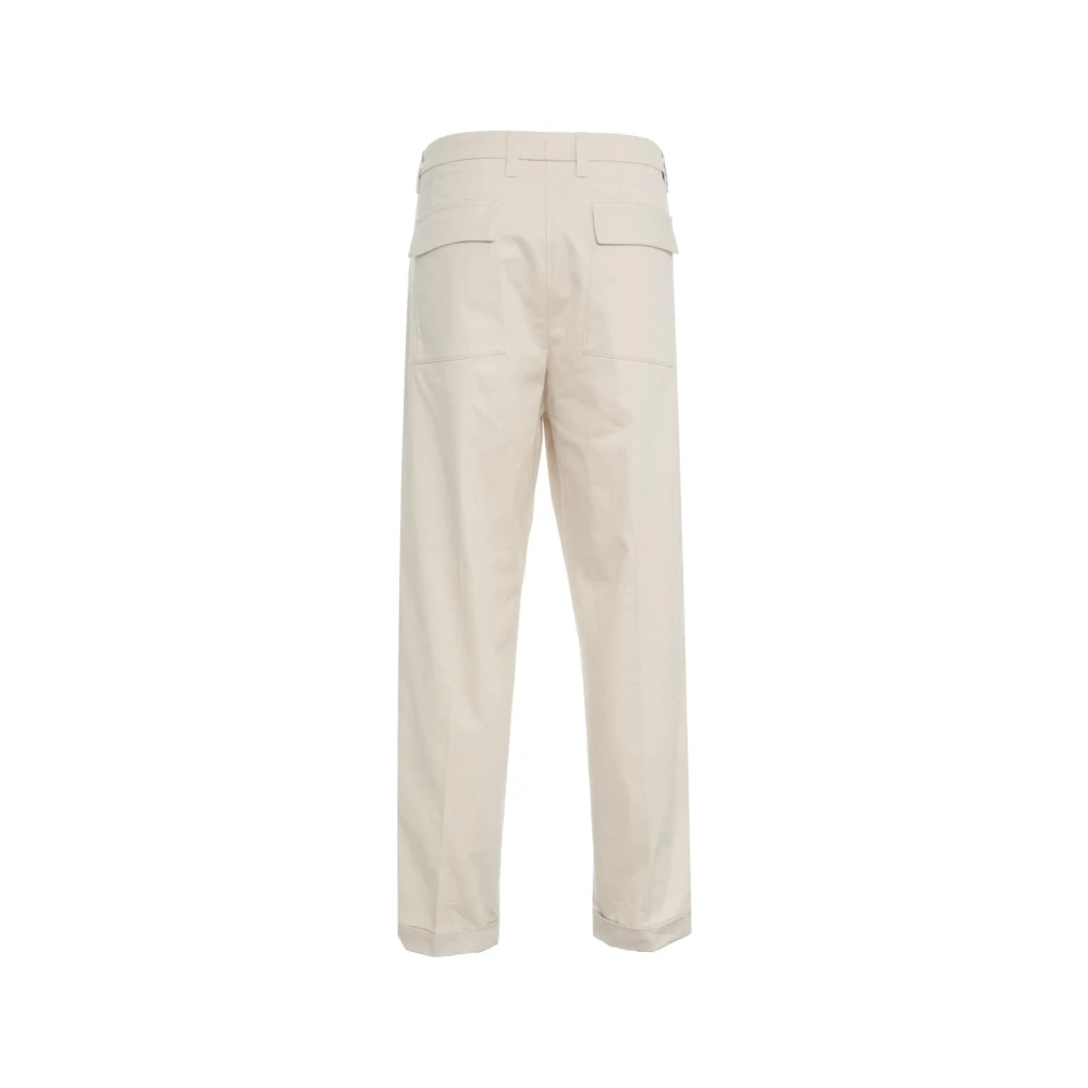Paolo Pecora Beige Chino's met Plooien en Essentiële Details Beige Heren