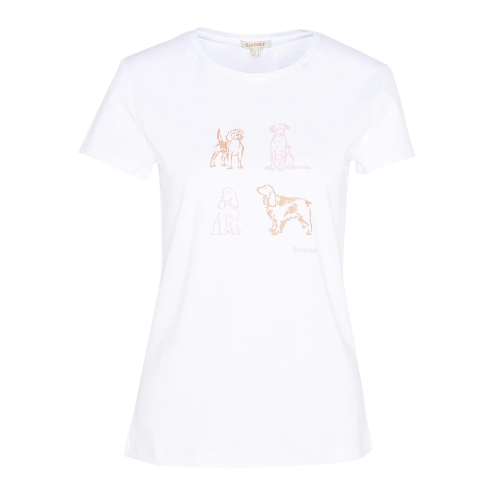 Barbour Grafische Print Ronde Hals T-Shirt White Dames