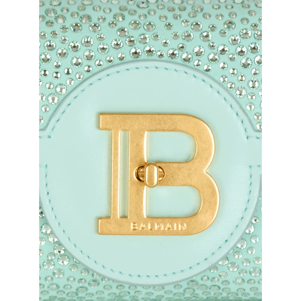 Balmain B-Buzz Pouch 23 in suède en strass Blue Dames
