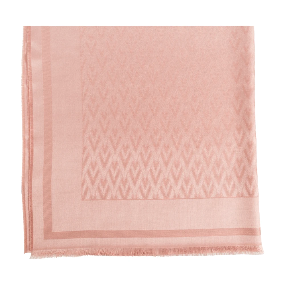 Valentino Garavani Pink Silk Scarves, Female, One Size, Toute La V Scarf