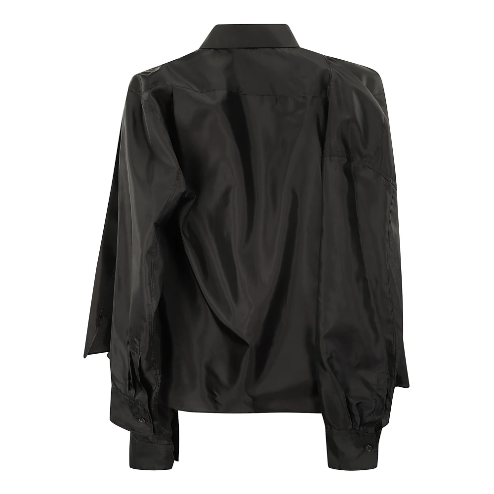 Comme des Garçons Asymmetrische Blouse met Knoopsluiting en Mouwdetail Black Dames
