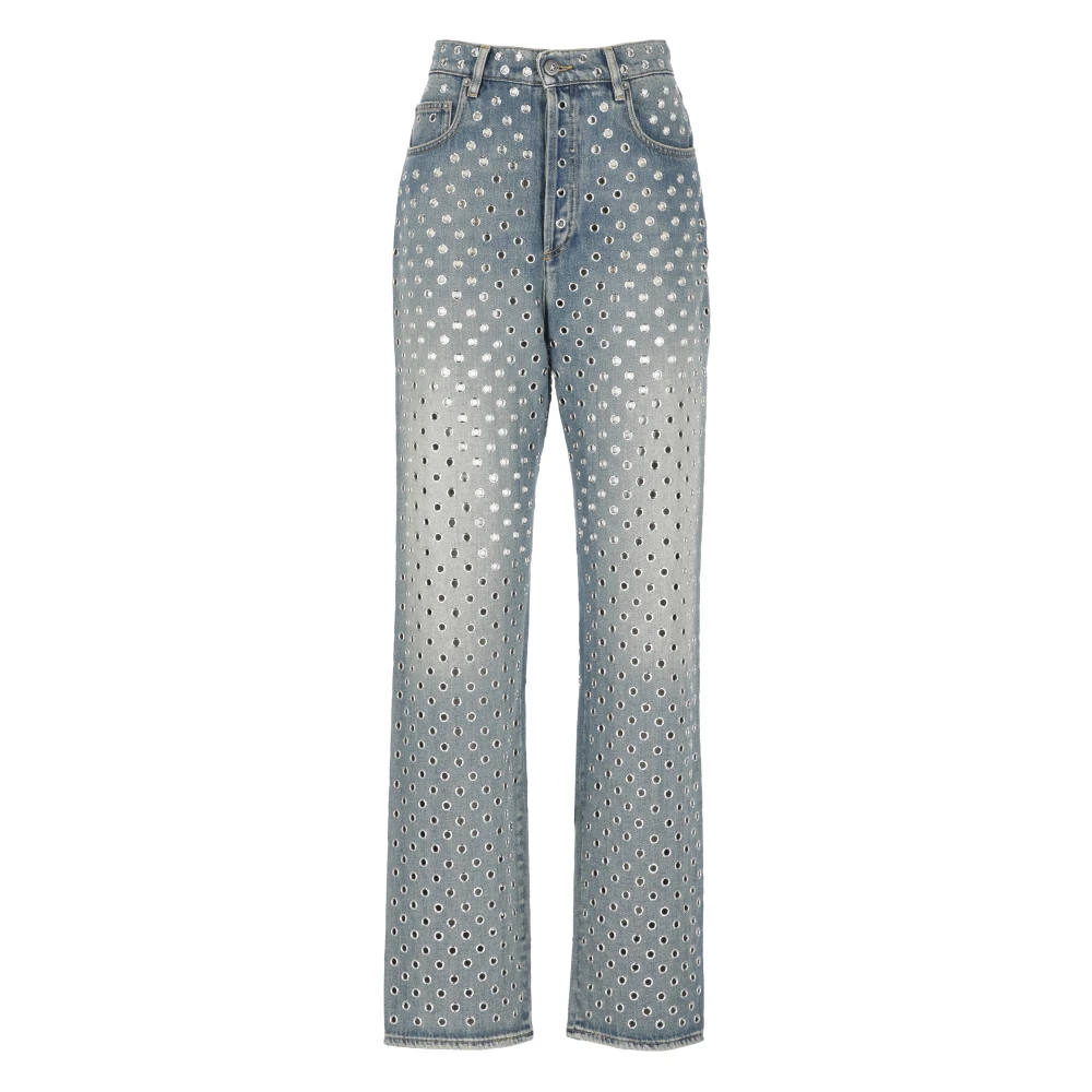 Golden Goose Women's Blue Cotton Jeans With Cut-Out Detail - Straight Fit Jeans - W28 - Jeans
