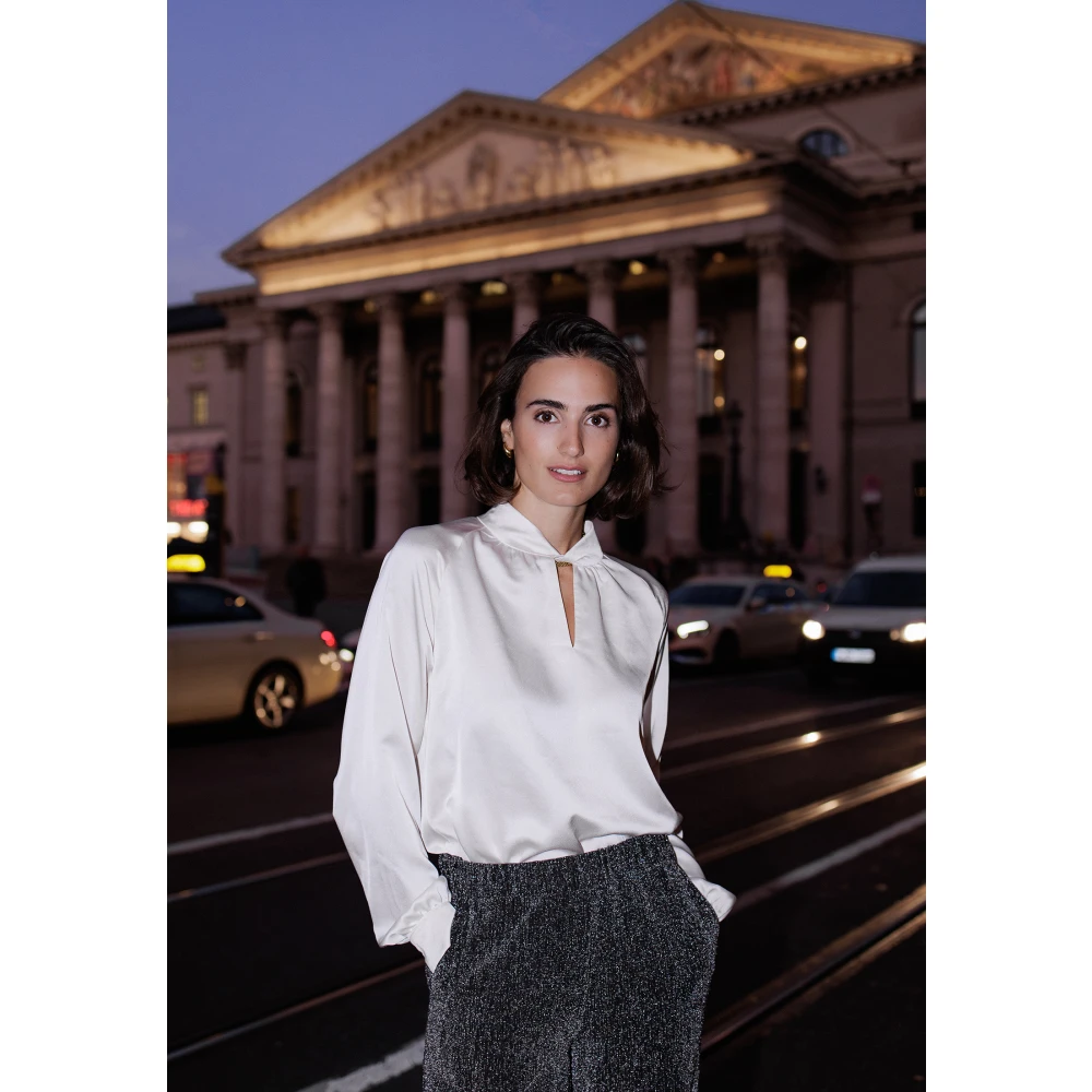 Betty & Co Blouse met opstaande kraag White Dames