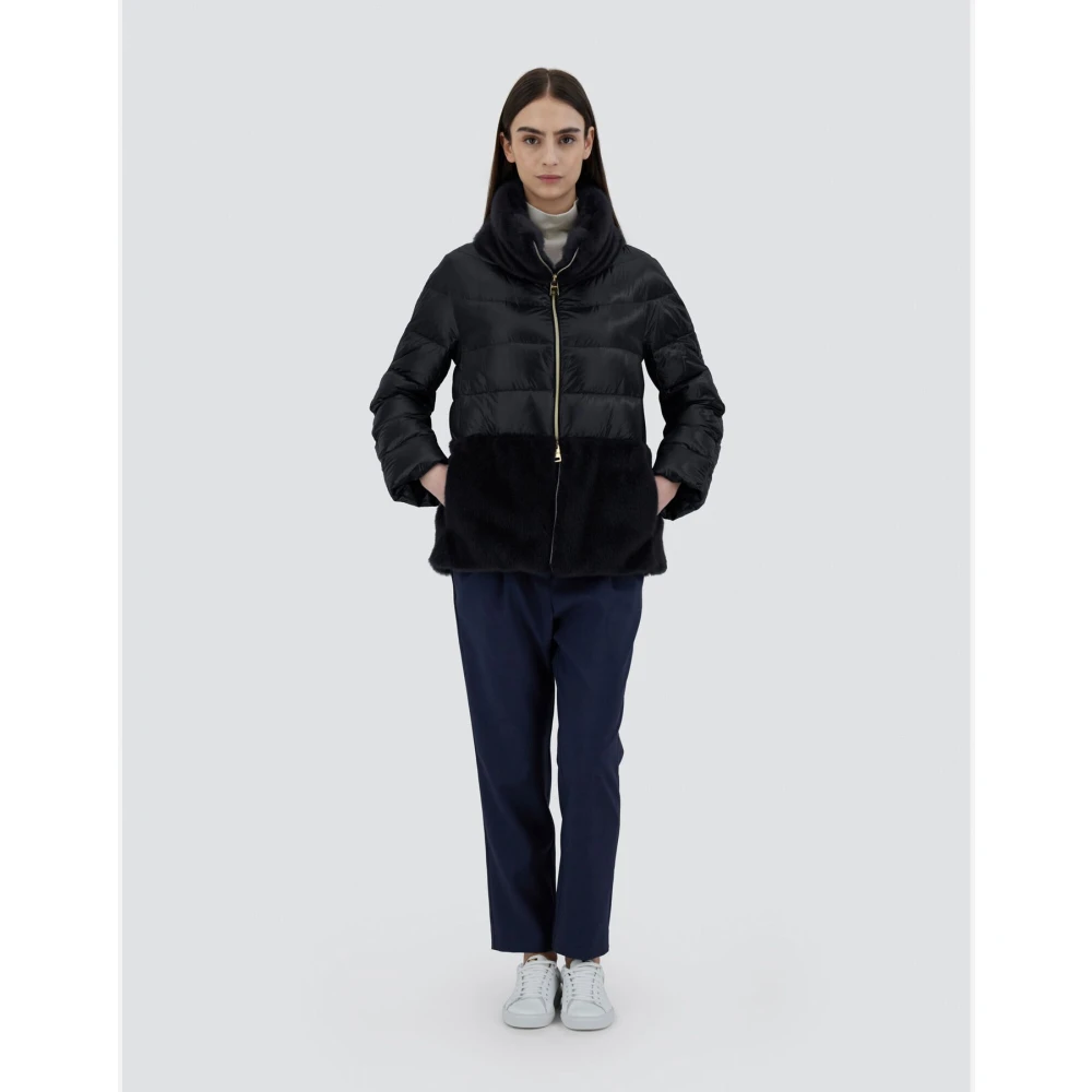 Herno Ultralichte Faux Fur Damesjas Black Dames