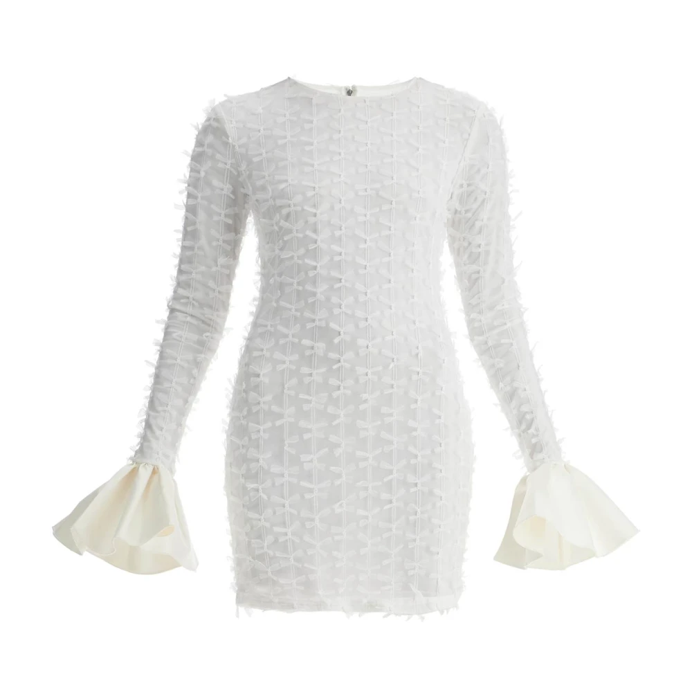 Rotate Birger Christensen Mesh Mini Jurk met Strikken White Dames