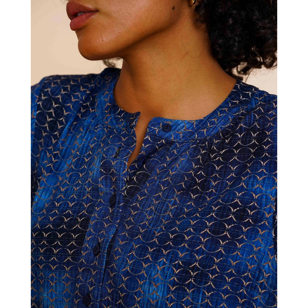 Geisha Lange Mouw Blouse Blue Dames