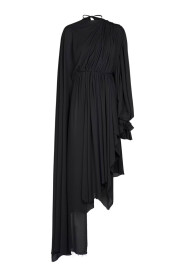 Czarna Asymetryczna Sukienka z Zapięciem na Zamek