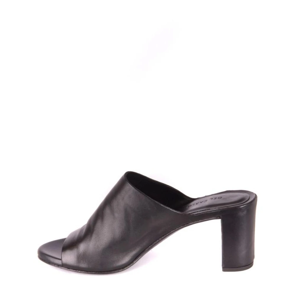 Del Carlo Women's Black Leather Sandals