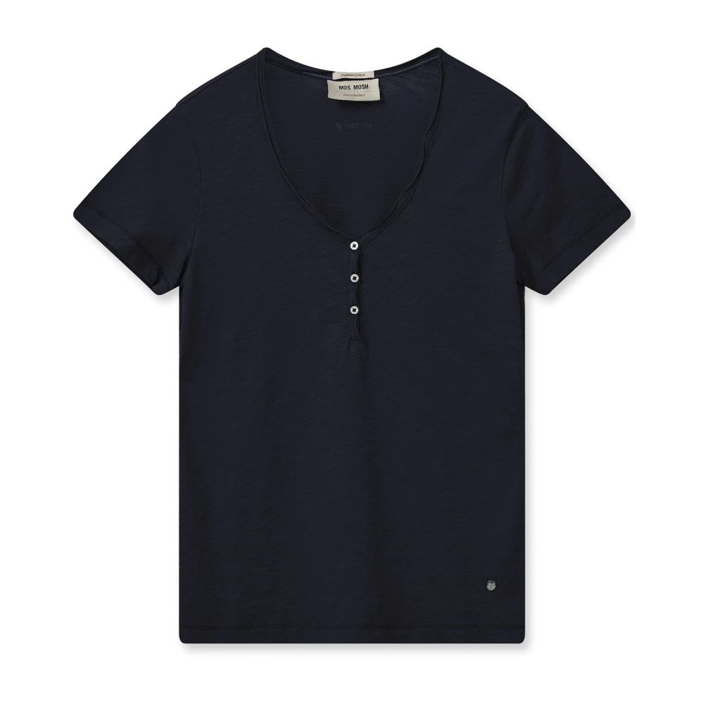 Mos Mosh Women's Blue T-Shirts, M, Navy Salute Basic Tee With V-Neck