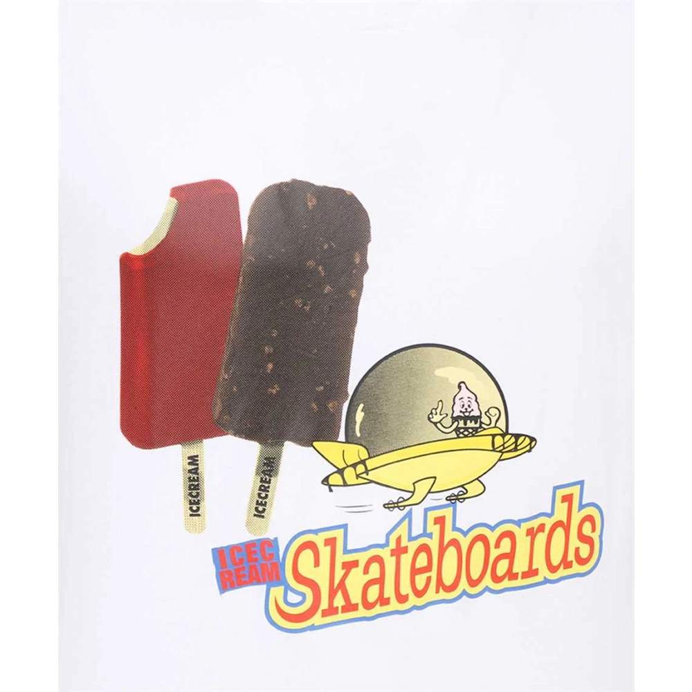 Icecream Katoenen T-shirt met Front Print White Heren