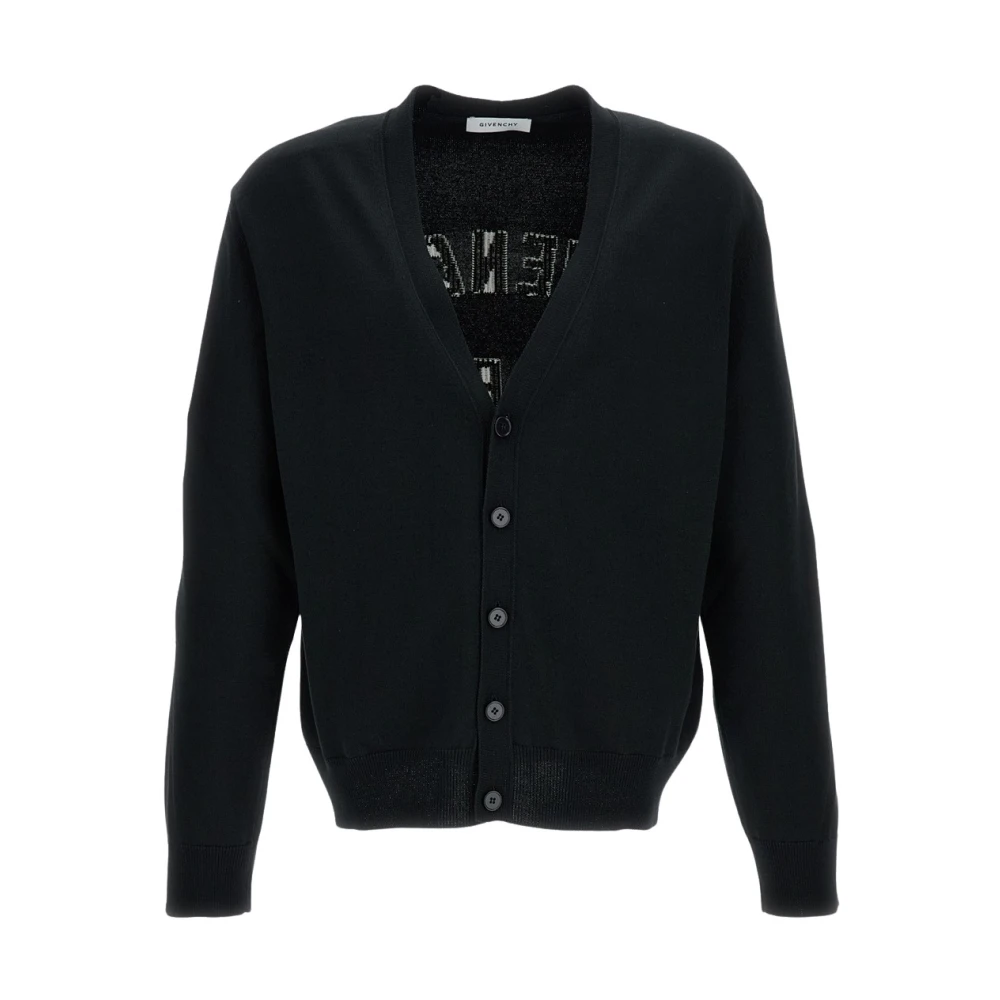 Givenchy Men's Black Cardigans, S, V-Neck Cotton Cardigan