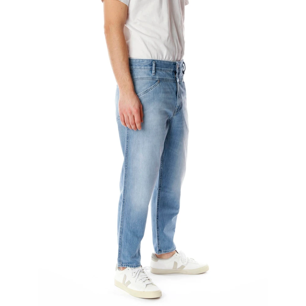closed Cropped Tapered Mid Waist Jeans Blue Heren