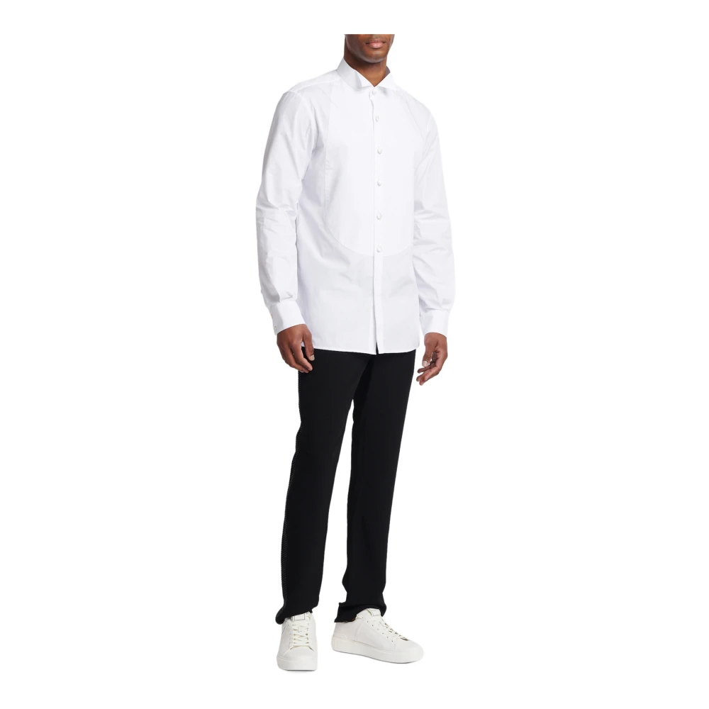 Balmain Vleugelkraag Plastron Overhemd White Heren